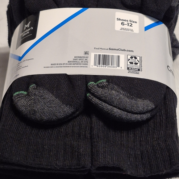NWT Member's Mark Breathable Comfort Black Crew Socks - 10 Pack - Picture 5 of 6